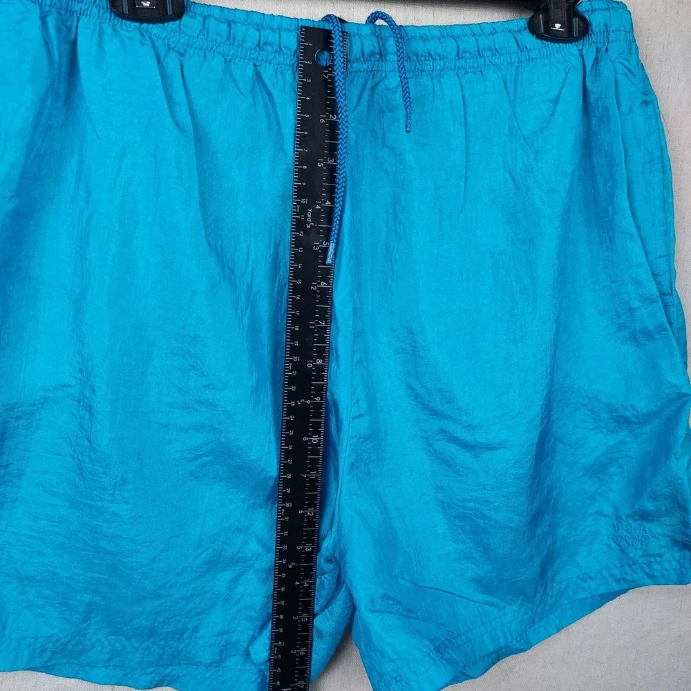 USA Olympic Swim Trunks Mens L Blue Nylon Drawstring Logo ShortsClassic...